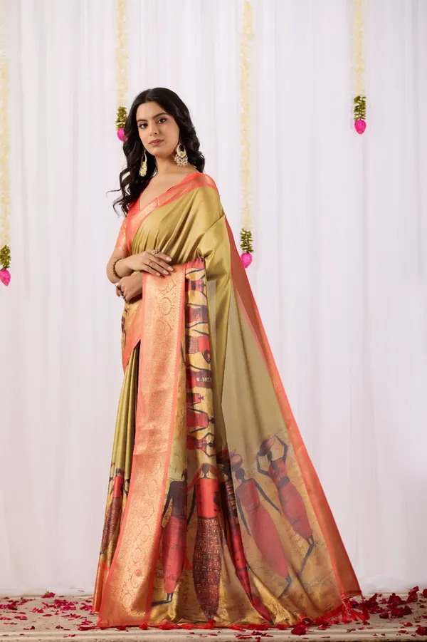 Silk_Saree_with_Elegant_Tribal_Art_Print_&_Rich_Zari_Border
