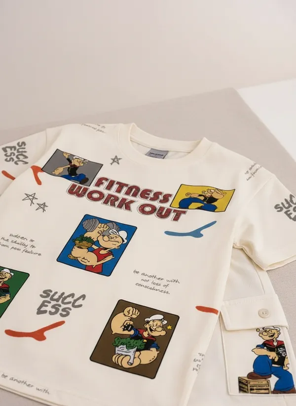 Fitness_Workout_Graphic_Print_T-Shirt_And_Shorts_Set_For_Boys