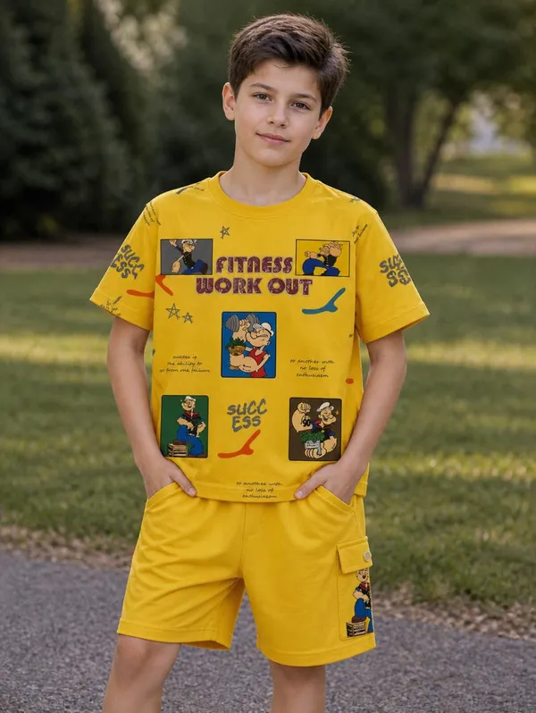 Boys_Yellow_Fitness_Workout_Cartoon_Graphic_CO-ORD_Set