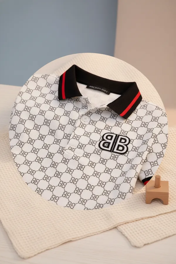 Boys_Matching_Polo_T-Shirt_And_Shorts_Set_-_White_Designer_Print_With_Bb_Logo