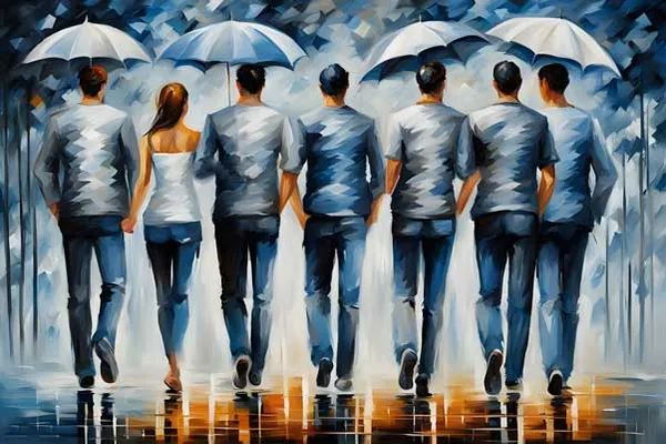 Walking_In_The_Rain_Contemporary_Palette_Knife_Art_Painting