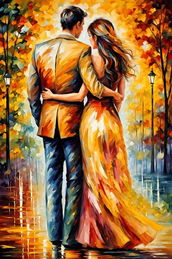 Romantic_Couple_Walking_In_Autumn_Canvas_Painting