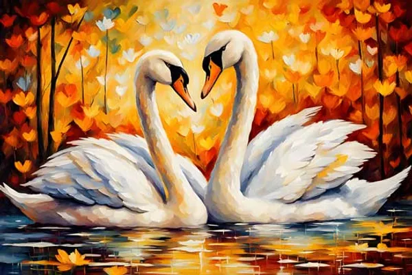Romantic_Swans_Autumn_Landscape_Oil_Painting