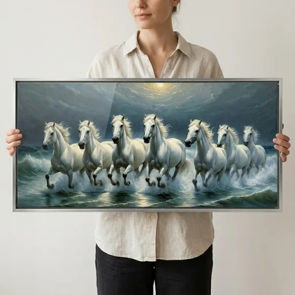 Seven_White_Horses_Running_Through_Ocean_Waves_Premium_Wall_Art_Canvas_Painting