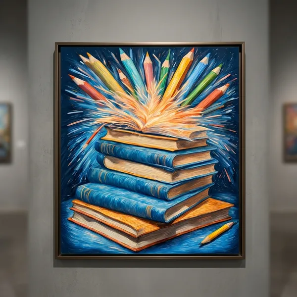 Colorful_Stationery_And_Book_Stack_Art_Print