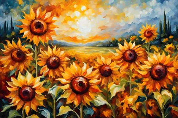 Vibrant_Sunflower_Field_Canvas_Painting_Landscape_Wall_Art