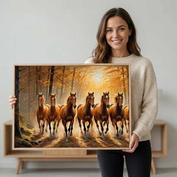 Seven_Running_Horses_In_Forest_Canvas_Wall_Art_Painting
