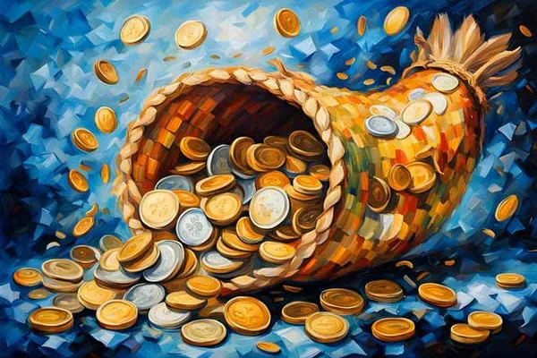 Decorative_Cornucopia_Horn_Of_Plenty_Wall_Art_Painting_With_Gold_Coins