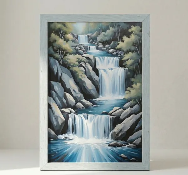 Premium_Canvas_Nature_Tree_Birds_Waterfall_Wall_Painting