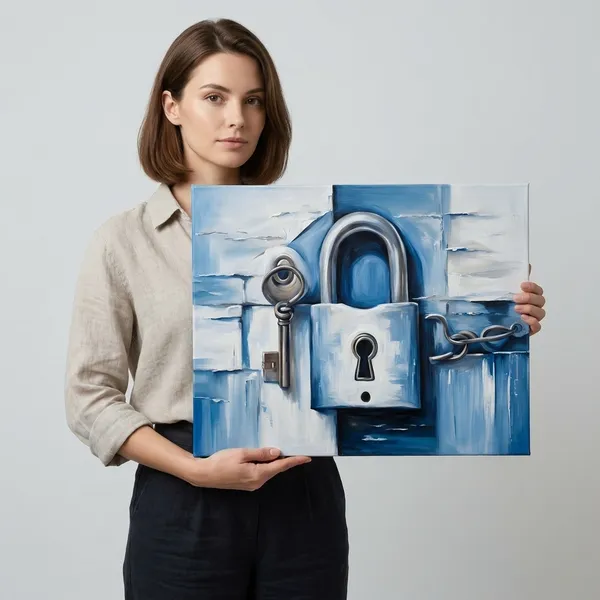 Blue_Padlock_And_Key_Abstract_Wall_Art_Painting