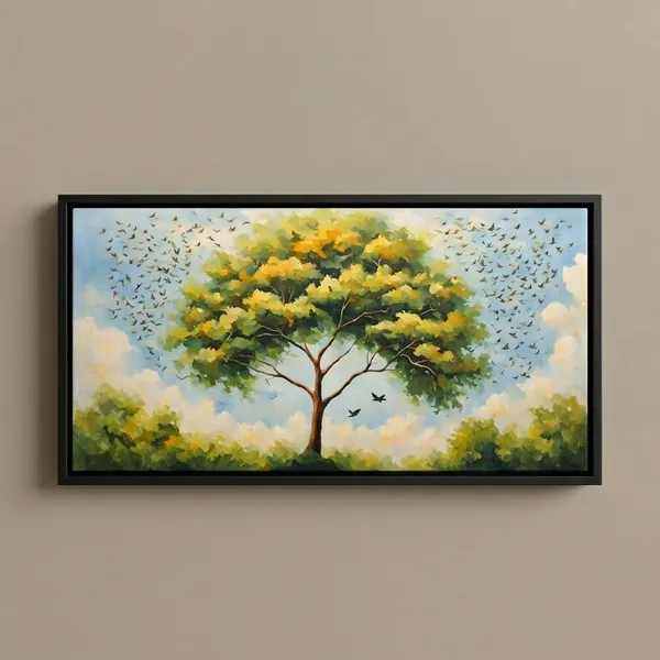 Premium_Plastic_Nature_Inspired_Tree_With_Birds_Multicolour_Wall_Painting