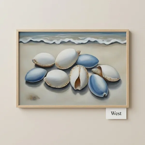 Premium_Plastic_Coastal_Blue_White_Cowrie_Shell_Wall_Painting