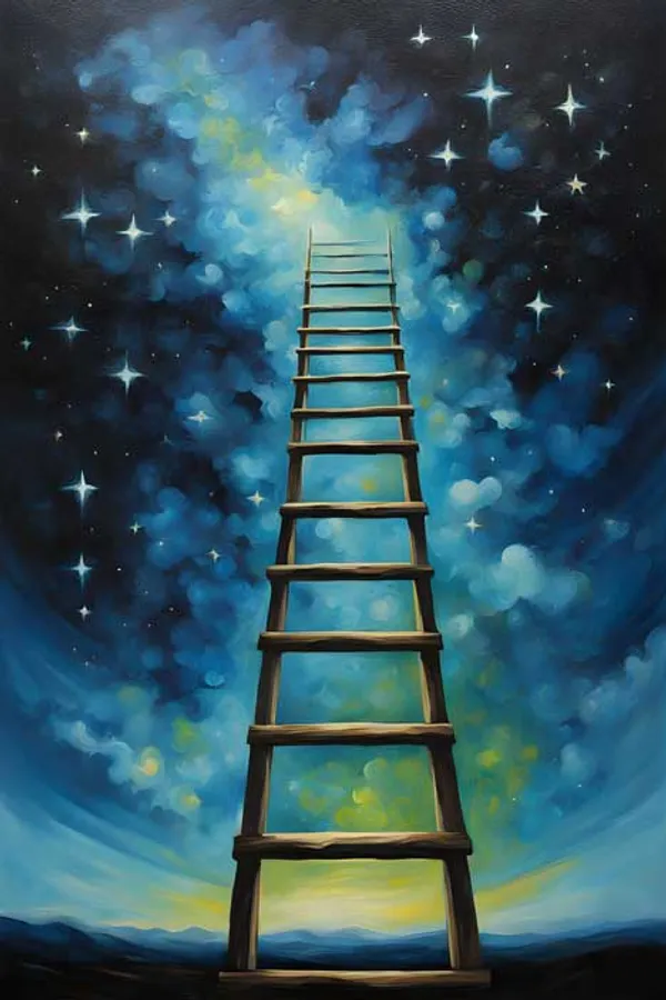 Cosmic_Ladder_To_Stars_Canvas_Wall_Art_Painting_Inspirational_Spiritual_DÃ©cor