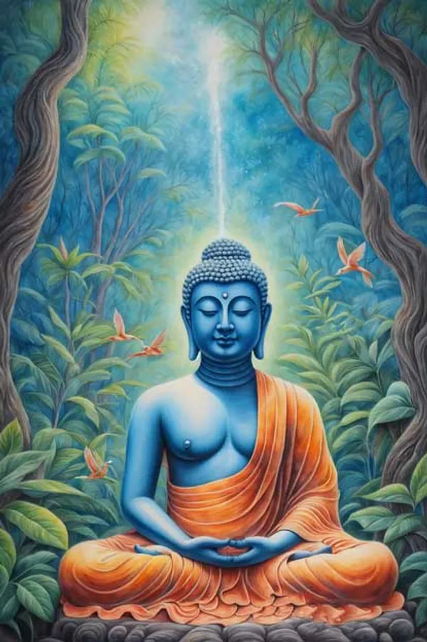 Serene_Buddha_Meditation_Canvas_Wall_Art_Blue_And_Orange_Spiritual_Decor_Painting