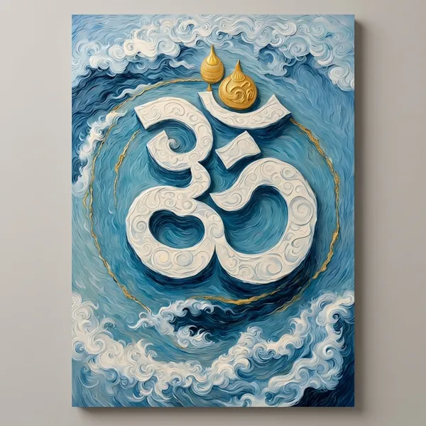 Om_Symbol_Spiritual_Wall_Art_Blue_And_Gold_Textured_Canvas_Painting