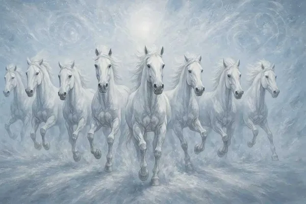 White_Horses_In_Mystical_Blue_Mist_Canvas_Art_Print
