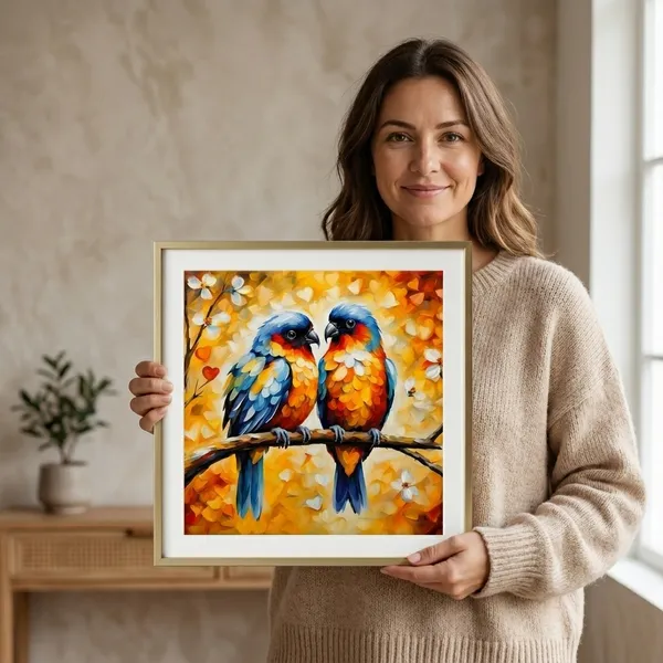 Vibrant_Love_Birds_On_Branch_Oil_Painting_Style_Wall_Art