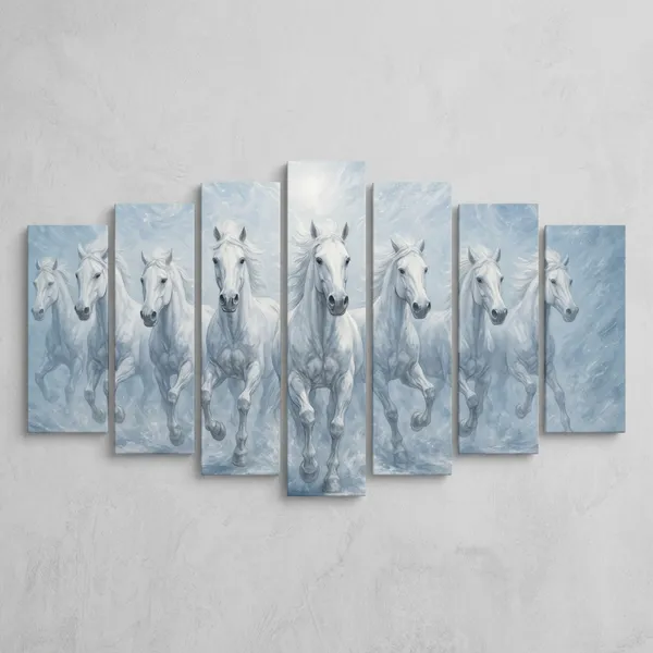 White_Horses_In_Mystical_Blue_Mist_Canvas_Art_Print