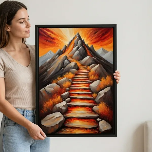 Fiery_Mountain_Stairway_Canvas_Wall_Art_Dramatic_Landscape_Painting