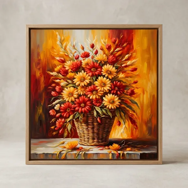 Vibrant_Floral_Basket_Oil_Painting_Red_And_Yellow_Sunflowers_In_Wicker_Basket
