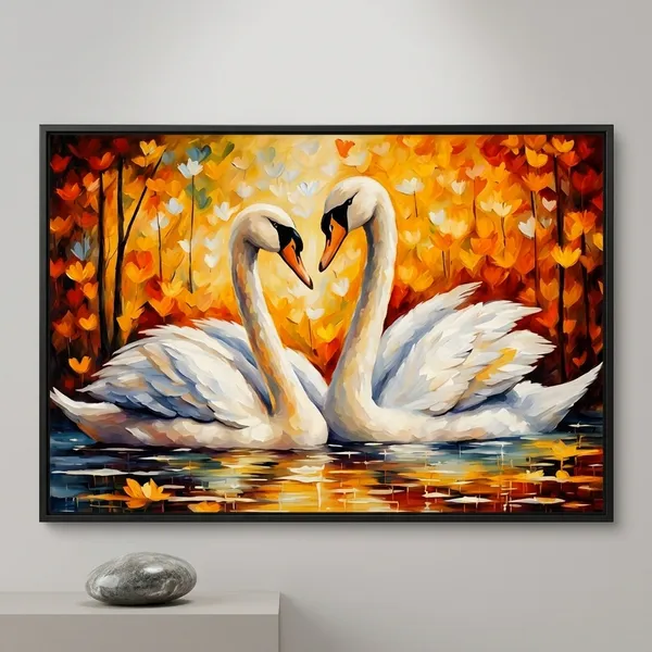 Romantic_Swans_Autumn_Landscape_Oil_Painting