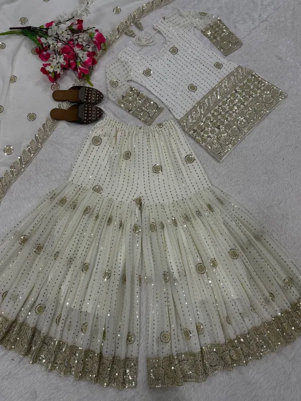 White__Faux_Georgette__Silk_Sequin_Sharara_Set_For_Women