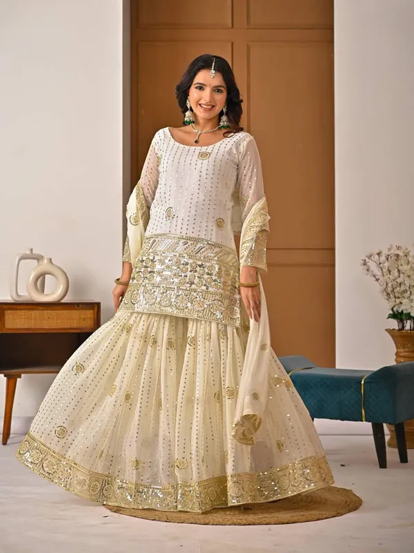 White__Faux_Georgette__Silk_Sequin_Sharara_Set_For_Women