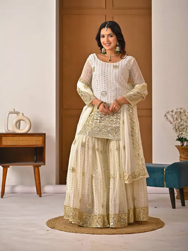 White__Faux_Georgette__Silk_Sequin_Sharara_Set_For_Women