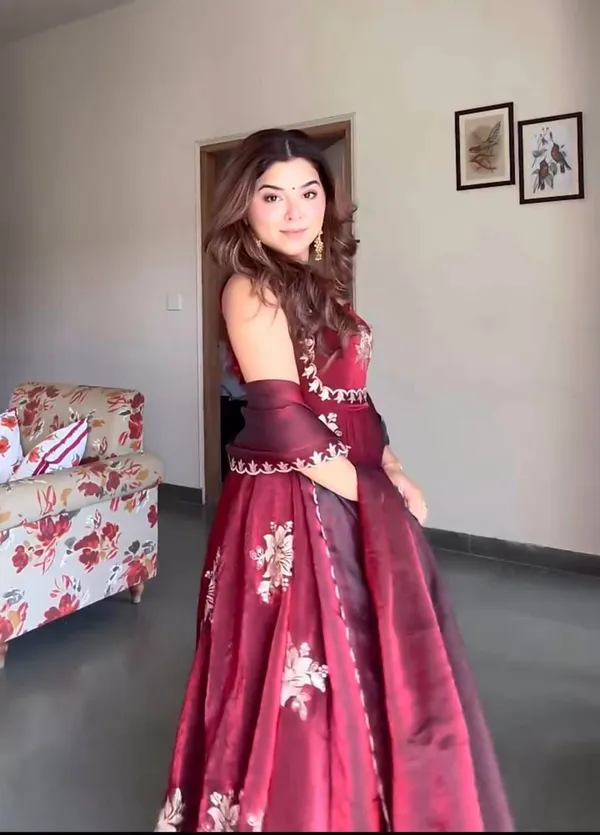 Dark_Red_Fendi_Silk_Embroidered_Anarkali_Suit_For_Women