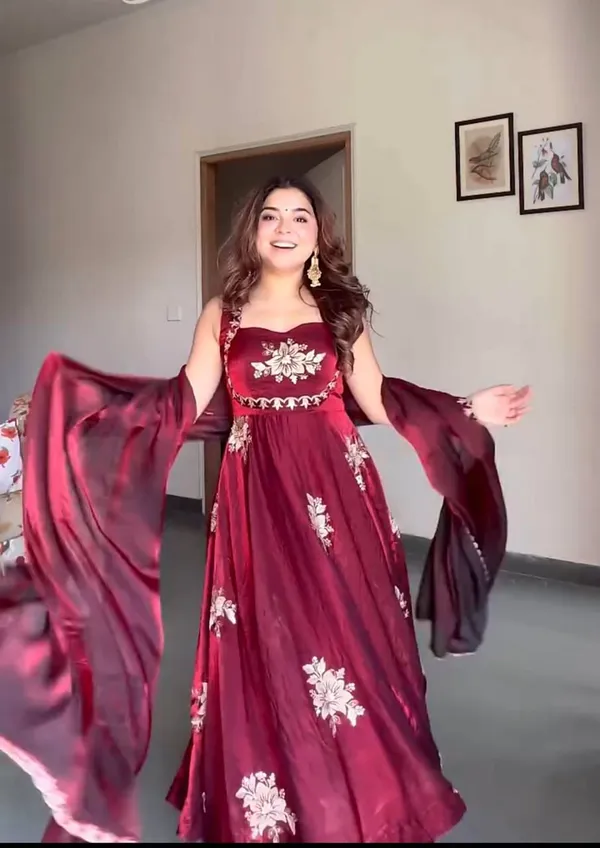 Dark_Red_Fendi_Silk_Embroidered_Anarkali_Suit_For_Women
