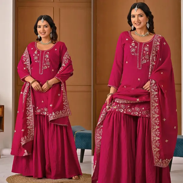 Rani_Pink_Vichitra_Handwork_Sharara_Set_For_Women