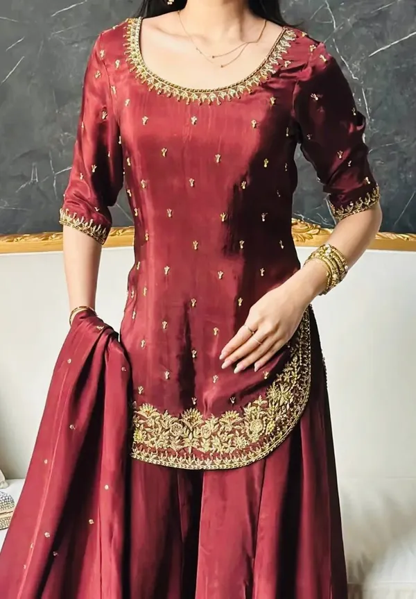 Maroon_Crepe_Silk_Sequin_Embroidered_Palazzo_Set_For_Women