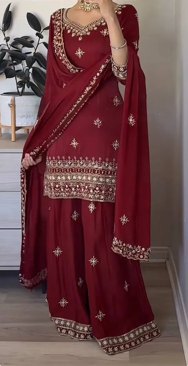 Maroon_Natural_Crepe_Premium_Sharara_Suit_Set_For_Women