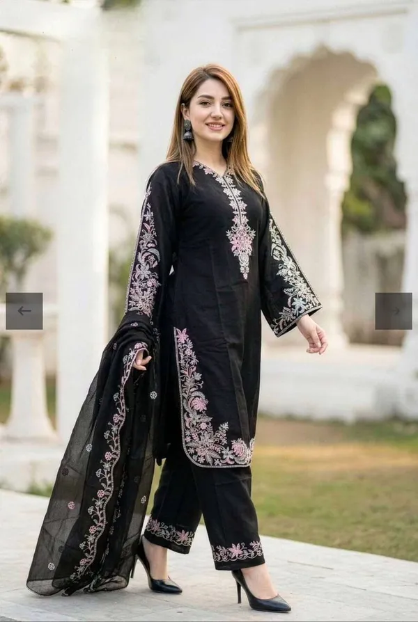 Black_Gmy_Silk_Embroidered_Pant_Set_For_Women