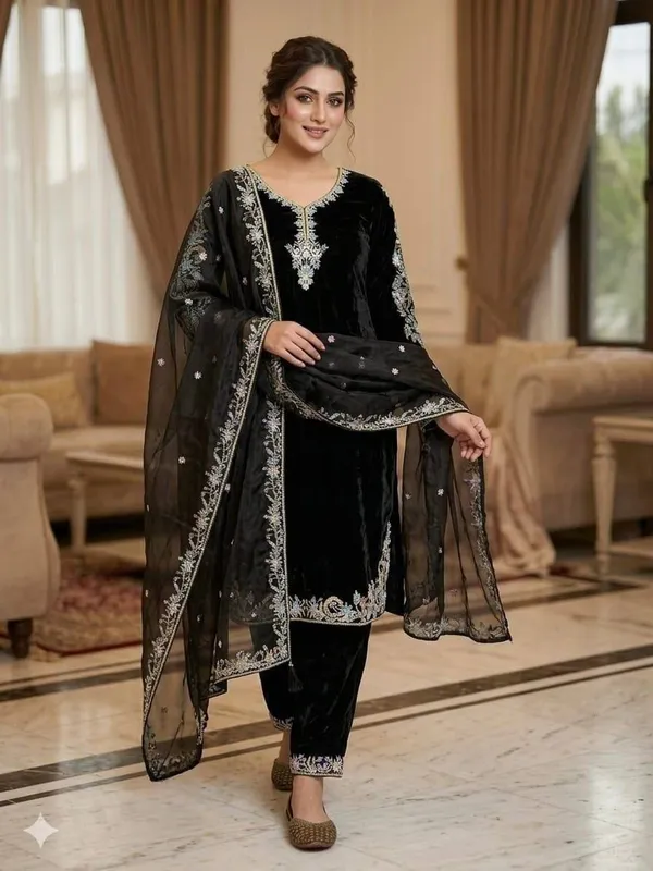 Black_Gmy_Silk_Embroidered_Pant_Set_For_Women