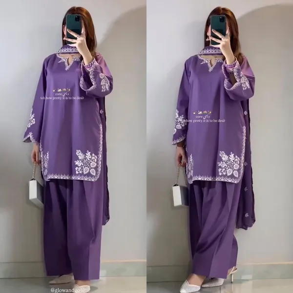 Purple_Roman_Cotton_Embroidered_Farshi_Salwar_Set_For_Women