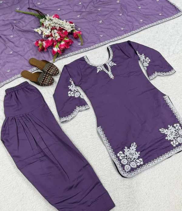 Purple_Roman_Cotton_Embroidered_Farshi_Salwar_Set_For_Women