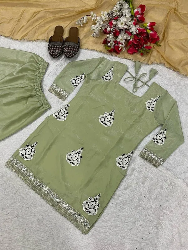 Green_Fendi_Silk_Sequin_Palazzo_Set_For_Women