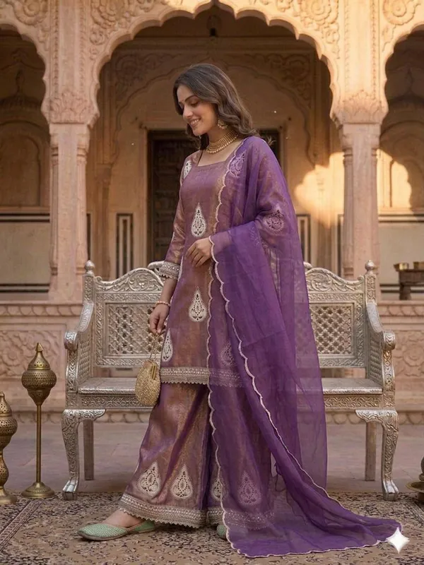 Light_Purple_Fendi_Silk_Sequin_Palazzo_Set_For_Women