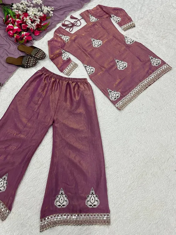 Light_Purple_Fendi_Silk_Sequin_Palazzo_Set_For_Women