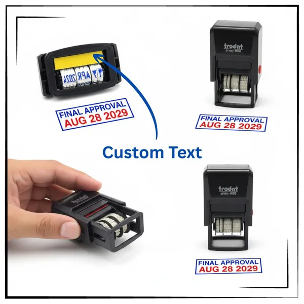 Printy_4850_Self-Inking_Dater_Stamp_|_Custom_Text_And_Date_|_Red_Date_And_Blue_Text_|_Refillable_Office_Stamp_|_Rectangle_Design_|_Stamp_Rubber_Stamp,_Seal,_Mohar