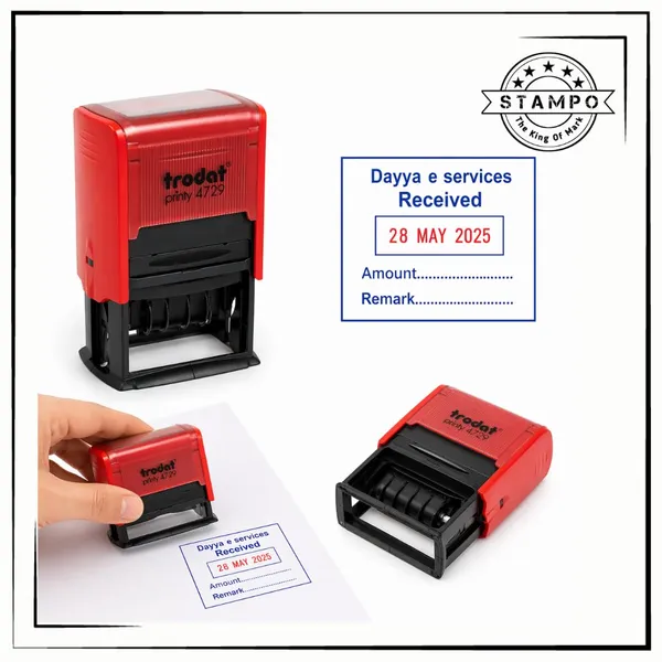 Printy_4729_Self-Inking_Dater_Stamp_|_Custom_Rubber_Stamp_With_Up_To_4_Lines_And_Date_|_Blue_Text_And_Red_Date_|_Refillable_|_Rectangular_Office_Stamp
