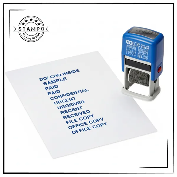 Self-Inking_Mini_S120/W_Word_Stamp_|_Changeable_Office_Words_|_Blue_Ink_And_Body_|_Ready_To_Use_|_Daily_Office_Use_Stamp