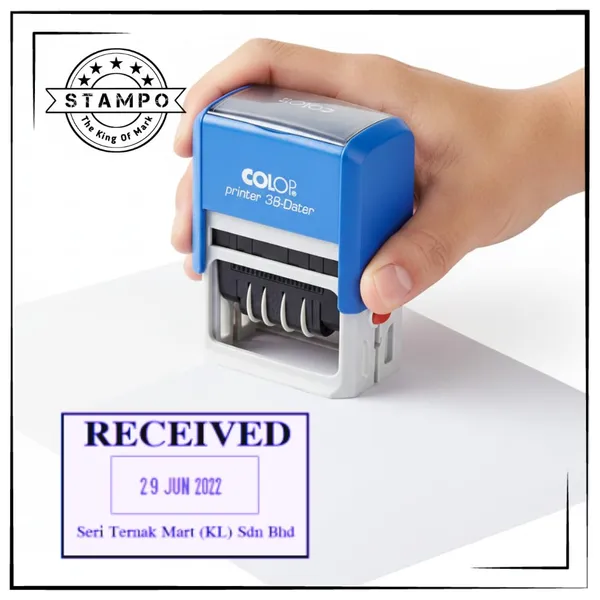 Self_Ink_Rectangular_Printer_Dater_Stamp_(35,_38,_55)_|_Custom_Text_With_Changeable_Date_|_Red_Date_And_Blue_Text_|_Refillable_Bank_Dater_Stamp_|_Rectangle_Punching_|_Stamp_Rubber_Stamp,_Seal,_Mohar
