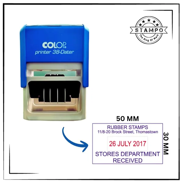 Self_Ink_Rectangular_Printer_Dater_Stamp_(35,_38,_55)_|_Custom_Text_With_Changeable_Date_|_Red_Date_And_Blue_Text_|_Refillable_Bank_Dater_Stamp_|_Rectangle_Punching_|_Stamp_Rubber_Stamp,_Seal,_Mohar
