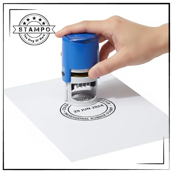 Self_Ink_Round_Printer_Dater_Stamp_(40R,_43Q)_|_Custom_Text_With_Changeable_Date_|_Red_Date_And_Blue_Text_|_Refillable_Bank_Dater_Stamp_|_Round_Punching_|_Stamp_Rubber_Stamp,_Seal,_Mohar