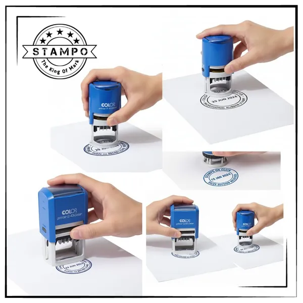 Self_Ink_Round_Printer_Dater_Stamp_(40R,_43Q)_|_Custom_Text_With_Changeable_Date_|_Red_Date_And_Blue_Text_|_Refillable_Bank_Dater_Stamp_|_Round_Punching_|_Stamp_Rubber_Stamp,_Seal,_Mohar