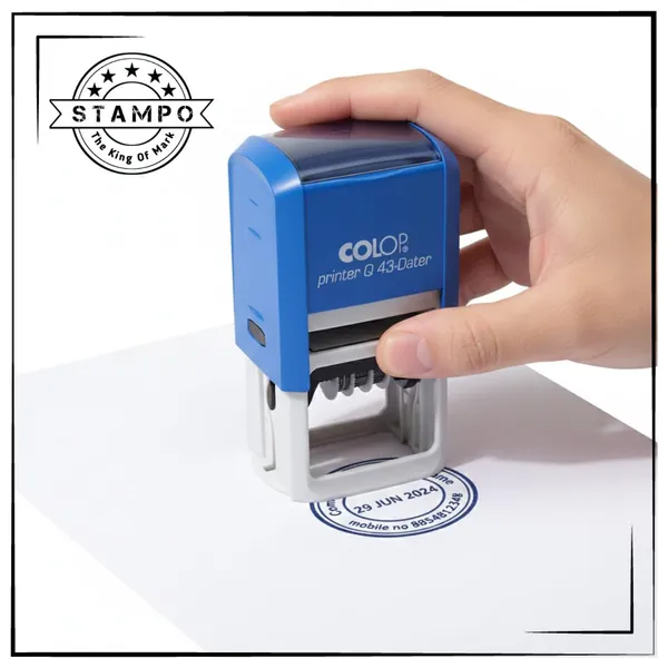 Self_Ink_Round_Printer_Dater_Stamp_(40R,_43Q)_|_Custom_Text_With_Changeable_Date_|_Red_Date_And_Blue_Text_|_Refillable_Bank_Dater_Stamp_|_Round_Punching_|_Stamp_Rubber_Stamp,_Seal,_Mohar