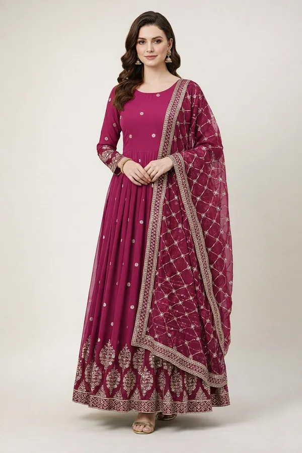 Magenta_Embroidered_Anarkali_Suit_Set_With_Dupatta