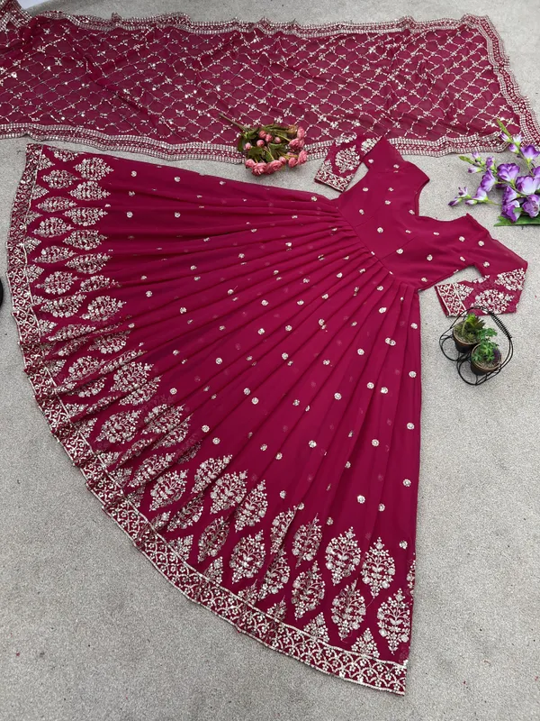 Magenta_Embroidered_Anarkali_Suit_Set_With_Dupatta